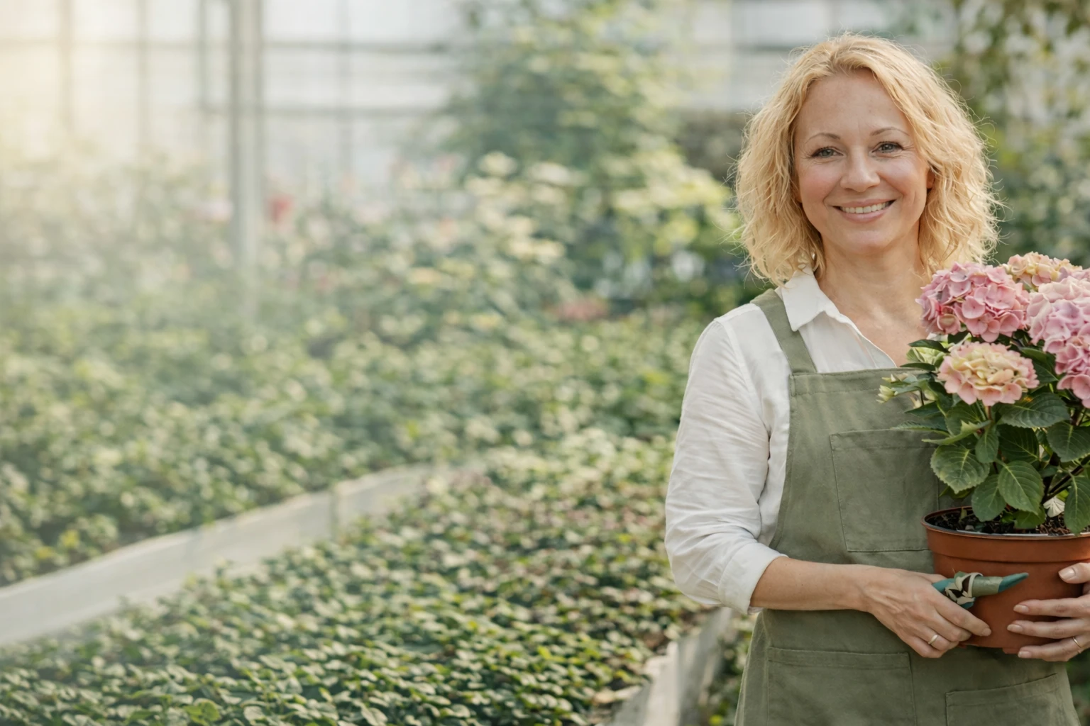 Владелица питомника Олин Сад с растениями в теплице - купить растения с доставкой